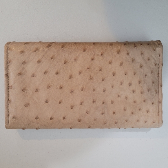 Ostrich Leather Women's Tri-Fold Wallet - Picture 2 of 11